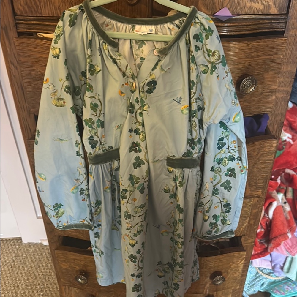 Floral Green and Blue Dress